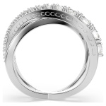 Hyperbola ring Round cut, White, Rhodium plated